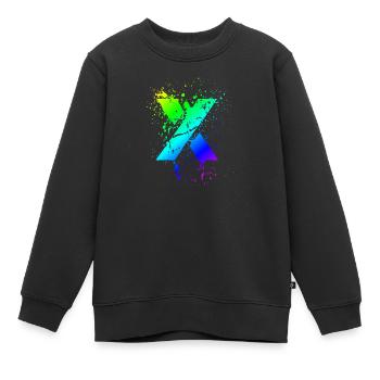 X coloré | Symbole | Cadeaux | dégradé de couleur - Sweat Premium enfant bio - noir - Devant - AI Model Kid Female (0cm)