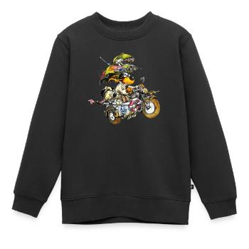 Agent secret Morris et son équipe en service - Sweat Premium enfant bio - noir - Devant - AI Model Kid Female (0cm)