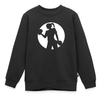 Dame - Sweat Premium enfant bio - noir - Devant - AI Model Kid Female (0cm)