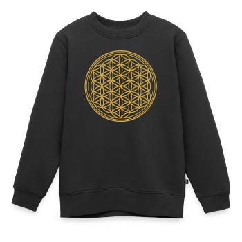 Blume des Lebens gold - Schutz und Harmonisierung - Kinder Premium Organic Sweatshirt - Schwarz - Vorne - AI Model Kid Female (0cm)