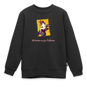 Ich bremse nur für Einhörner - Einhorn Motorrad - Kinder Premium Organic Sweatshirt - Schwarz - Vorne - AI Model Kid Female (0cm)