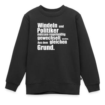 Les couches et les politiciens doivent être changés régulièrement - Sweat Premium enfant bio - noir - Devant - AI Model Kid Female (0cm)