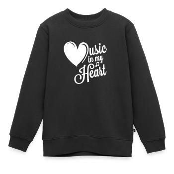 musique dans mon coeur - Sweat Premium enfant bio - noir - Devant - AI Model Kid Female (0cm)