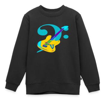 Bass Guitar Music Notes Clef - Sweat Premium enfant bio - noir - Devant - AI Model Kid Female (0cm)
