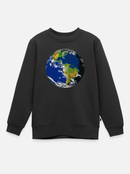 Weltkugel - Kinder Premium Organic Sweatshirt - Schwarz