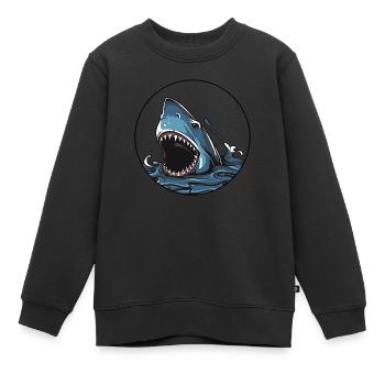 Requin - Sweat Premium enfant bio - noir - Devant - AI Model Kid Female (0cm)
