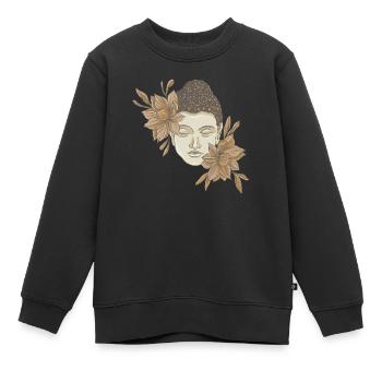 Buddha mit Blumen - Kinder Premium Organic Sweatshirt - Schwarz - Vorne - AI Model Kid Female (0cm)