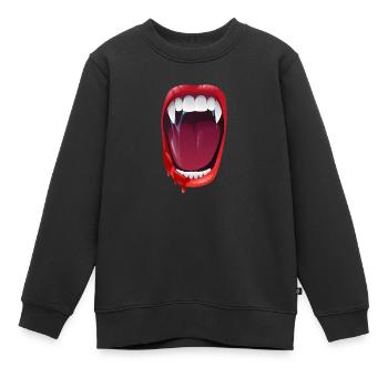 Vampire morsure vampire et vampire dents mordent les dents sang - Sweat Premium enfant bio - noir - Devant - AI Model Kid Female (0cm)