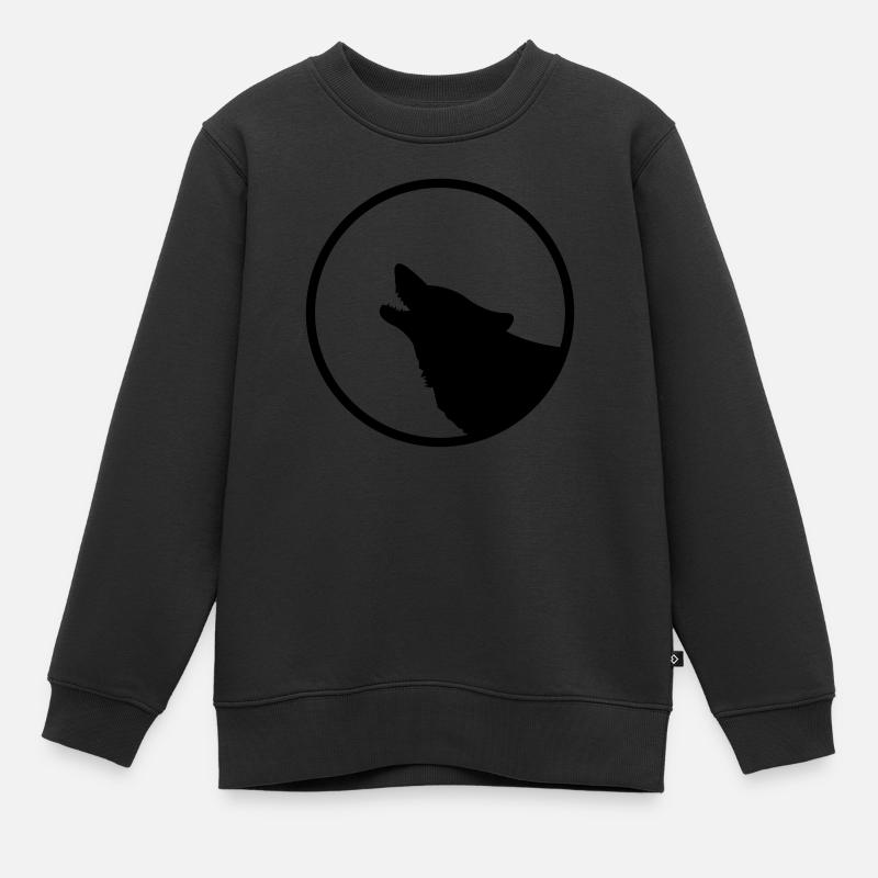 wolf - Kinder Premium Organic Sweatshirt - Schwarz