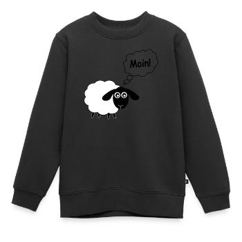 Schaf Comic Moin! lustiges Geschenk - Kinder Premium Organic Sweatshirt - Schwarz - Vorne - AI Model Kid Female (0cm)