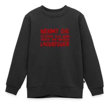 wir machen Lagerfeuer - Kinder Premium Organic Sweatshirt - Schwarz - Vorne - AI Model Kid Female (0cm)