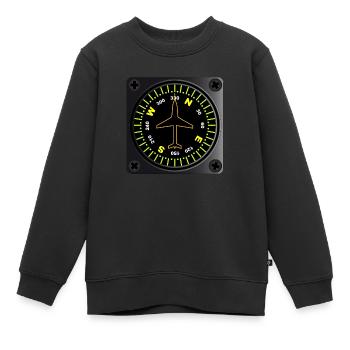 Flugzeugkompass - Kinder Premium Organic Sweatshirt - Schwarz - Vorne - AI Model Kid Female (0cm)