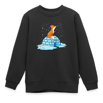 fuchs iglu winter ploar comic - Kinder Premium Organic Sweatshirt - Schwarz - Vorne - AI Model Kid Female (0cm)