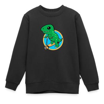 Dino Scooter Dino Liebhaber Lustige Geschenkidee - Kinder Premium Organic Sweatshirt - Schwarz - Vorne - AI Model Kid Female (0cm)