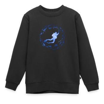 Double Exposure Art Scuba Diving School of Fish - Kids Premium Organic Sweatshirt - black - Front - AI Model Kid Female (0cm)