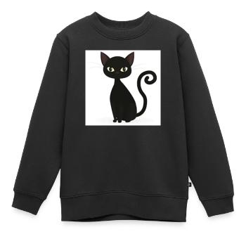 schwarze Katze - Kinder Premium Organic Sweatshirt - Schwarz - Vorne - AI Model Kid Female (0cm)