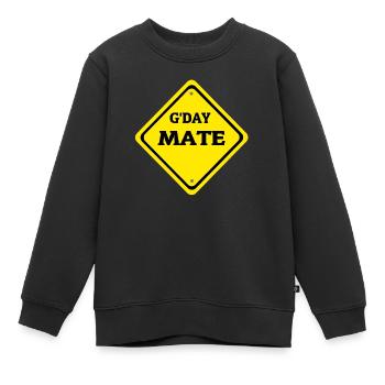 G DAY MATE - Kinder Premium Organic Sweatshirt - Schwarz - Vorne - AI Model Kid Female (0cm)