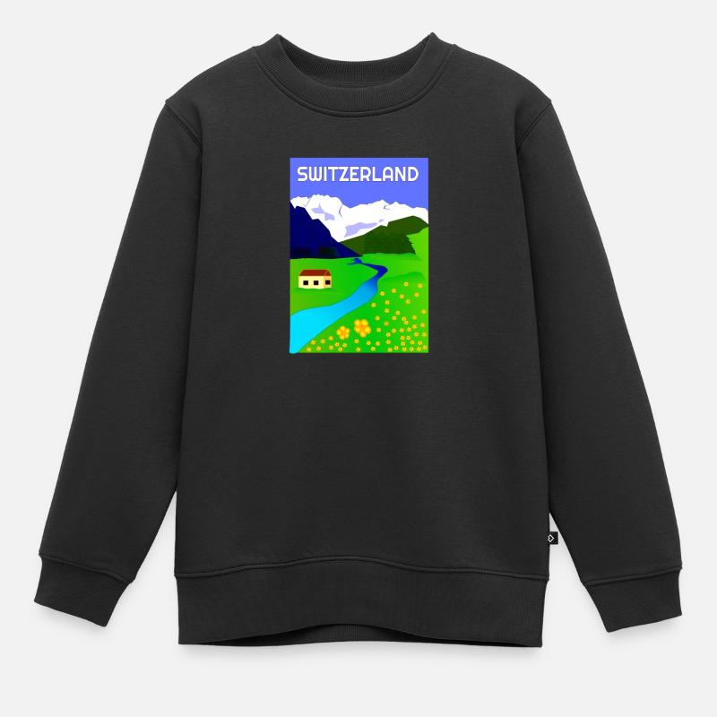 SUISSE - Sweat Premium enfant bio - noir