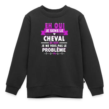 eh oui je sens le cheval - Sweat Premium enfant bio - noir - Devant - AI Model Kid Female (0cm)