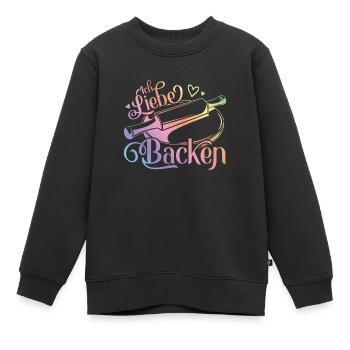 Ich liebe Backen Herz Nudelholz Bäcker - Kinder Premium Organic Sweatshirt - Schwarz - Vorne - AI Model Kid Female (0cm)