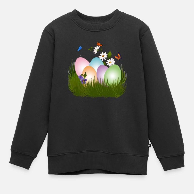 Chasse aux œufs de Pâques - Sweat Premium enfant bio - noir