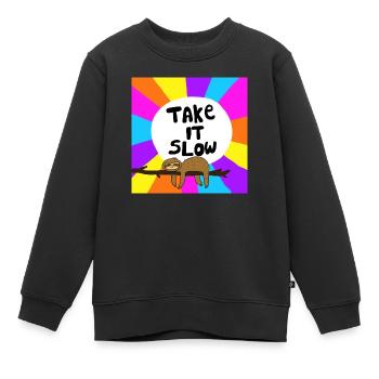 Nimm es langsam Faultier - Kinder Premium Organic Sweatshirt - Schwarz - Vorne - AI Model Kid Female (0cm)