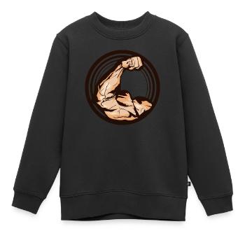 Arm Muskel biceps Logo Kraft Kraft - Kinder Premium Organic Sweatshirt - Schwarz - Vorne - AI Model Kid Female (0cm)