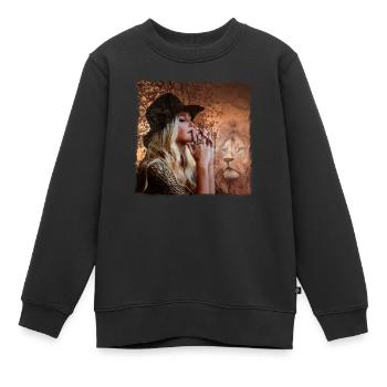 Leo rêve romantique - Sweat Premium enfant bio - noir - Devant - AI Model Kid Female (0cm)