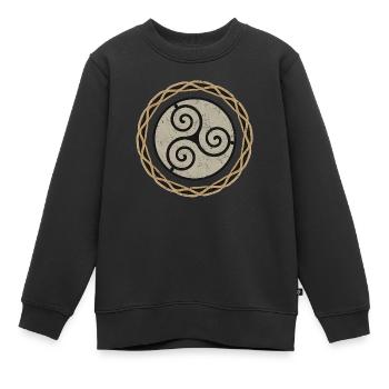 Triskel de tambour de chaman - Sweat Premium enfant bio - noir - Devant - AI Model Kid Female (0cm)