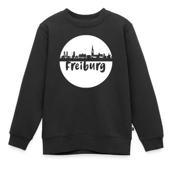Freiburg kreis, skyline,scherenschnitt, weiss - Kinder Premium Organic Sweatshirt - Schwarz - Vorne - AI Model Kid Female (0cm)