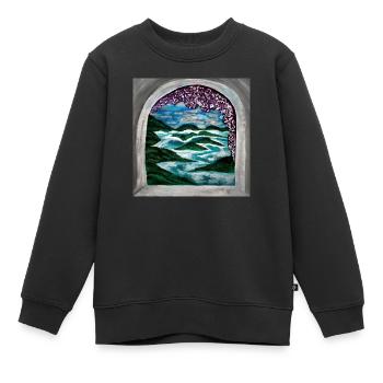 Peinture 'Atlantis' - Sweat Premium enfant bio - noir - Devant - AI Model Kid Female (0cm)