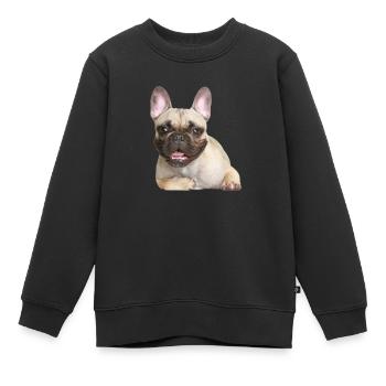 Bulldog - Sweat Premium enfant bio - noir - Devant - AI Model Kid Female (0cm)