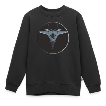 Avion de chasse - Sweat Premium enfant bio - noir - Devant - AI Model Kid Female (0cm)