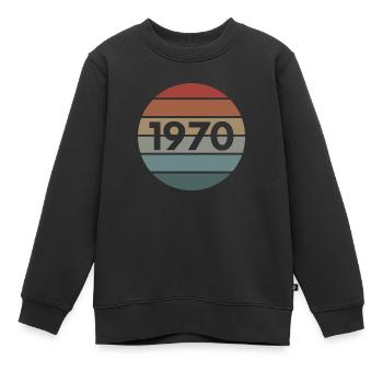 1970 - Kinder Premium Organic Sweatshirt - Schwarz - Vorne - AI Model Kid Female (0cm)
