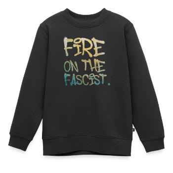 Incendie sur le fasciste - Sweat Premium enfant bio - noir - Devant - AI Model Kid Female (0cm)