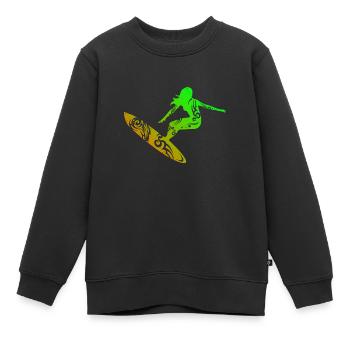 Surf Girl Tribal Tattoo Surf Lover Idée cadeau - Sweat Premium enfant bio - noir - Devant - AI Model Kid Female (0cm)
