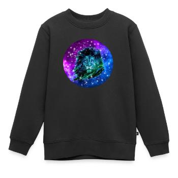 Galaxy Lion with Galaxy Design - Kids Premium Organic Sweatshirt - black - Front - AI Model Kid Female (0cm)