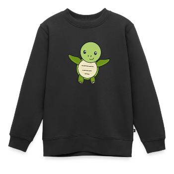 Schildkröte - Kinder Premium Organic Sweatshirt - Schwarz - Vorne - AI Model Kid Female (0cm)