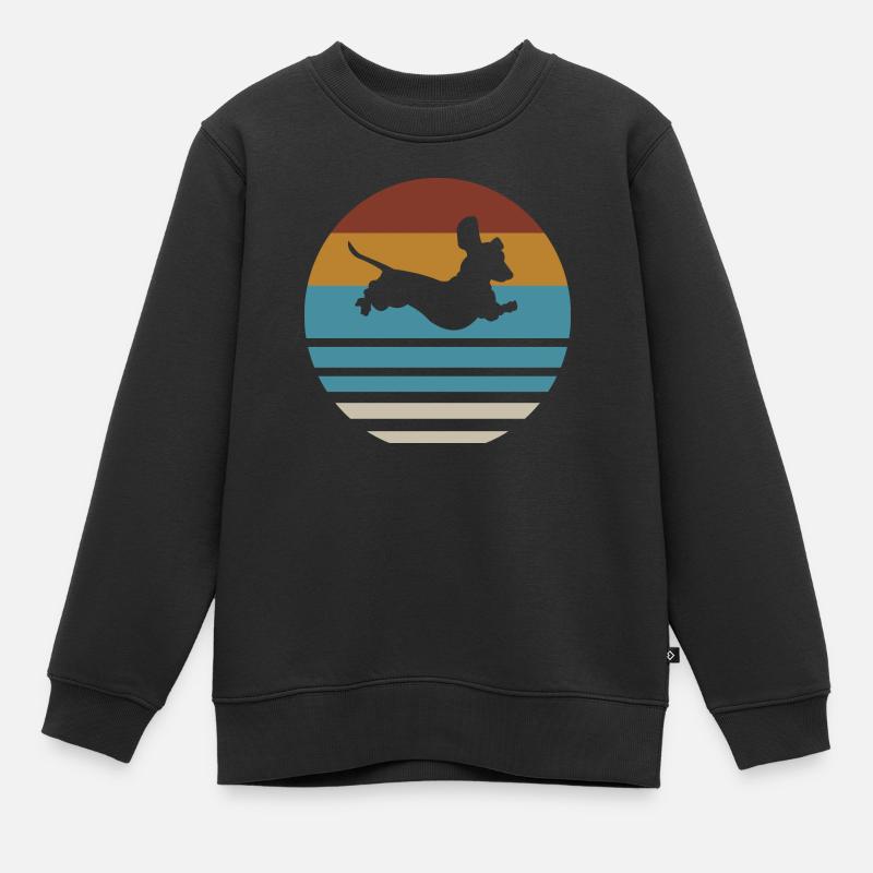 Teckel teckel chien silhouette retro cadeau - Sweat Premium enfant bio - noir