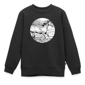 Cheval - Sweat Premium enfant bio - noir - Devant - AI Model Kid Female (0cm)