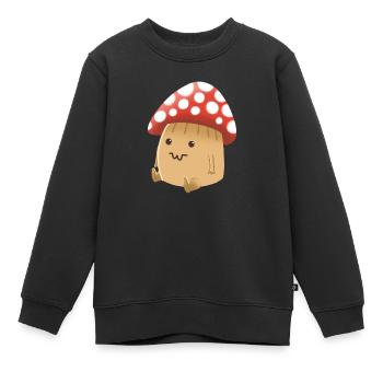 Hand gezeichnet niedlich gekappt Pilz Mann - Kinder Premium Organic Sweatshirt - Schwarz - Vorne - AI Model Kid Female (0cm)