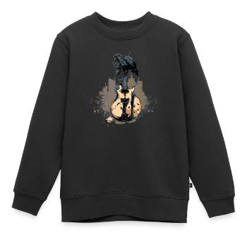 broken guitar - Sweat Premium enfant bio - noir - Devant - AI Model Kid Female (0cm)