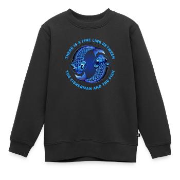 Der Fischer und der Fisch - Kinder Premium Organic Sweatshirt - Schwarz - Vorne - AI Model Kid Female (0cm)