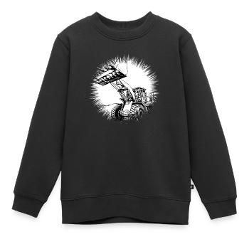 Chargeuse sur pneus - Sweat Premium enfant bio - noir - Devant - AI Model Kid Female (0cm)