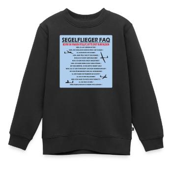 Segelflieger FAQ Segelflugzeug Pilot lustig - Kinder Premium Organic Sweatshirt - Schwarz - Vorne - AI Model Kid Female (0cm)