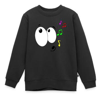 Énormes yeux de bave - feel the music ! - Sweat Premium enfant bio - noir - Devant - AI Model Kid Female (0cm)