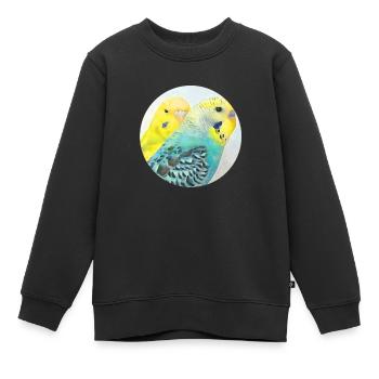 Perruches - Sweat Premium enfant bio - noir - Devant - AI Model Kid Female (0cm)