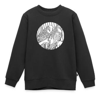 Perruches - Sweat Premium enfant bio - noir - Devant - AI Model Kid Female (0cm)