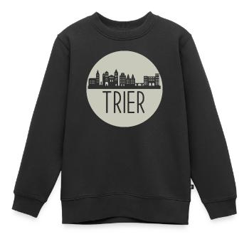 Trèves, coupe à ciseaux, horizon, cercle, beige - Sweat Premium enfant bio - noir - Devant - AI Model Kid Female (0cm)