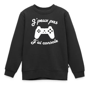 je peux pas j ai console t-shirt humour enfant ado - Sweat Premium enfant bio - noir - Devant - AI Model Kid Female (0cm)
